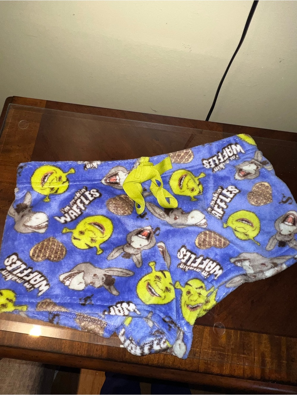 DreamWorks Shrek Plush Blue and Yellow Character Lounge Shorts